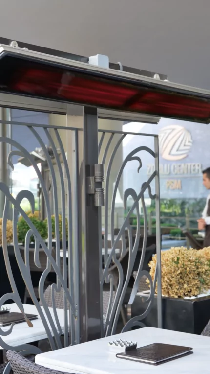 Heatscope Vision 3200W Radiant Heater warms Vision Godiva Zorlu’s outdoor restaurant terrace with infrared efficiency.